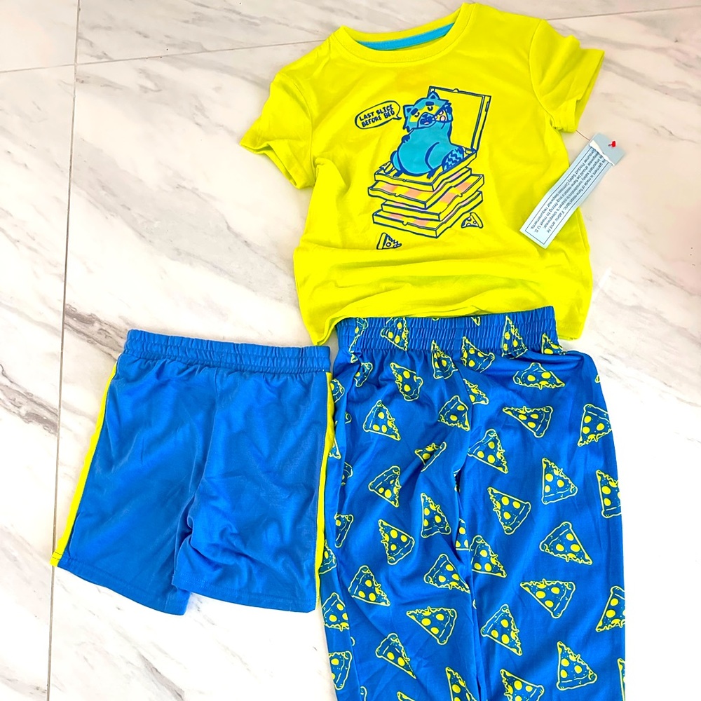 NWT Bright Blue and Yellow Kids Pajamas Set - Picture 2 of 3